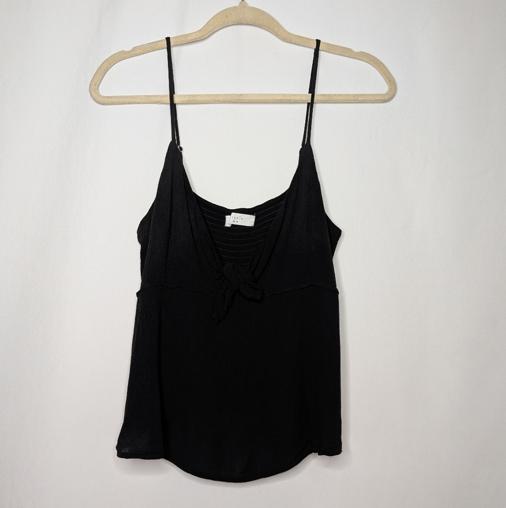 Elodie Womens Black Goth Witchy Tie Knot Front Babydoll Tank Top XL
